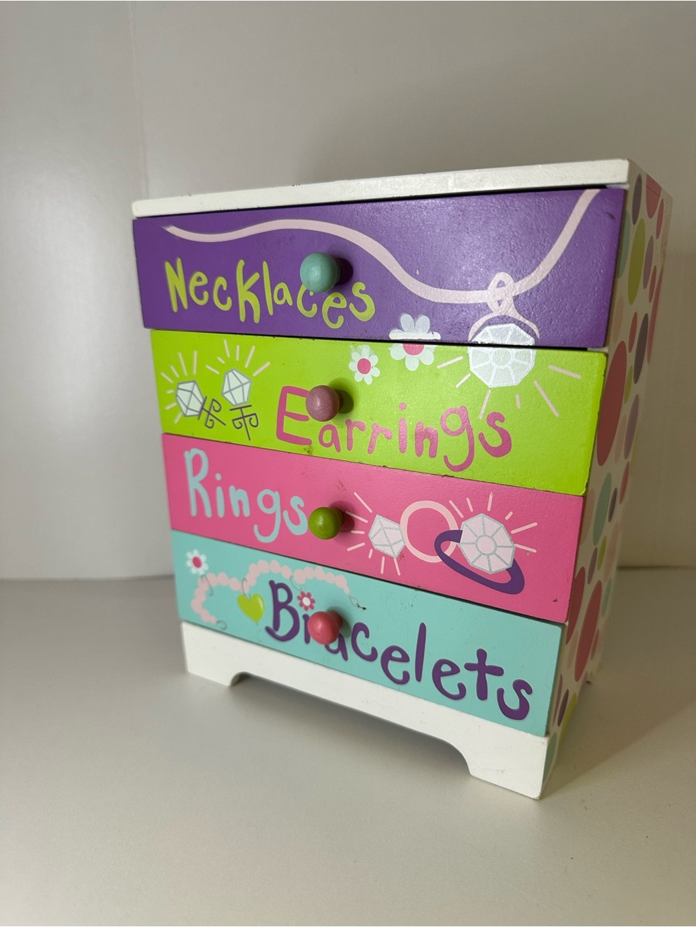 Kids Jewelry Organizer Chest - Purple, Green, Pink, Teal